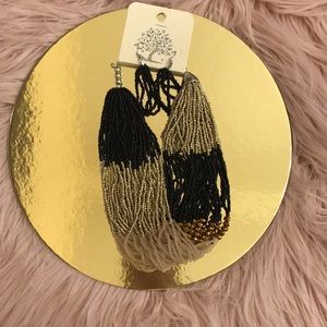 Multiple Strand Bead Necklace With Hook Earrings